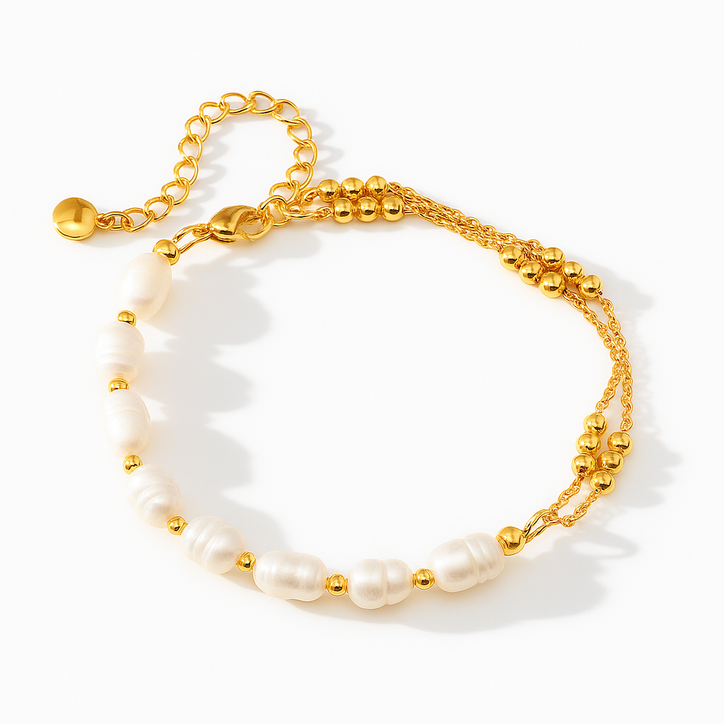Pulseira de Pérolas Naturais com Fecho em Ouro 18k – Elegância Atemporal | Saint Carvalho