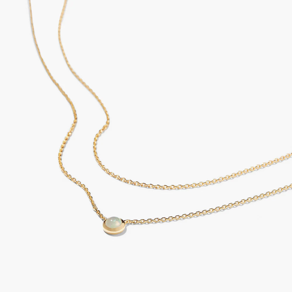 Colar Duplo com Pedra Natural em Ouro 18k – Delicadeza e Elegância | Saint Carvalho