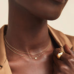 Colar Duplo com Pedra Natural em Ouro 18k – Delicadeza e Elegância | Saint Carvalho