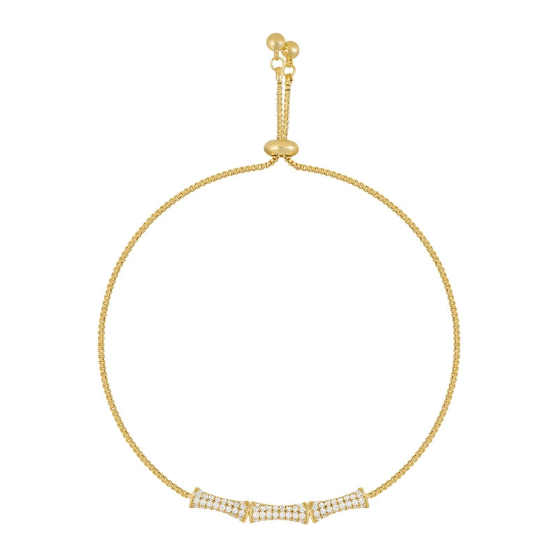 Pulseira Dourada Ajustável com Cristais – Elegância Minimalista | Saint Carvalho