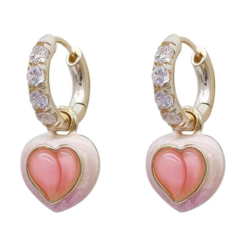 Brincos de Cristal Coração Rosa em Ouro 18k – Romance e Delicadeza | Saint Carvalho