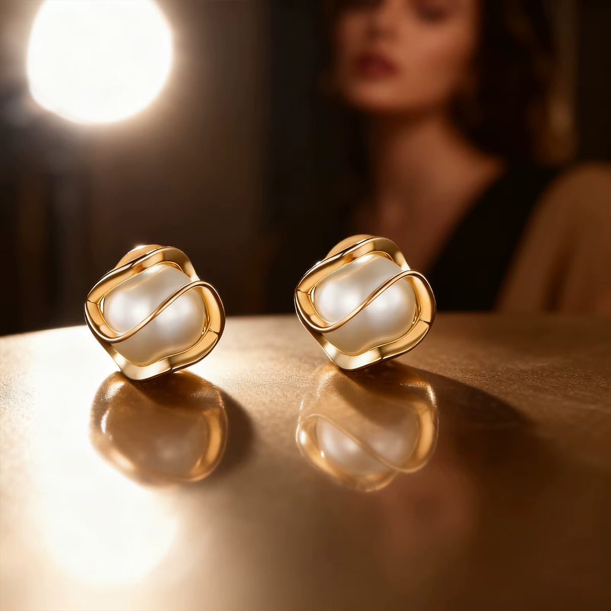 Brinco Pérola Envolta em Ouro 18k – Elegância Esculpida | Saint Carvalho