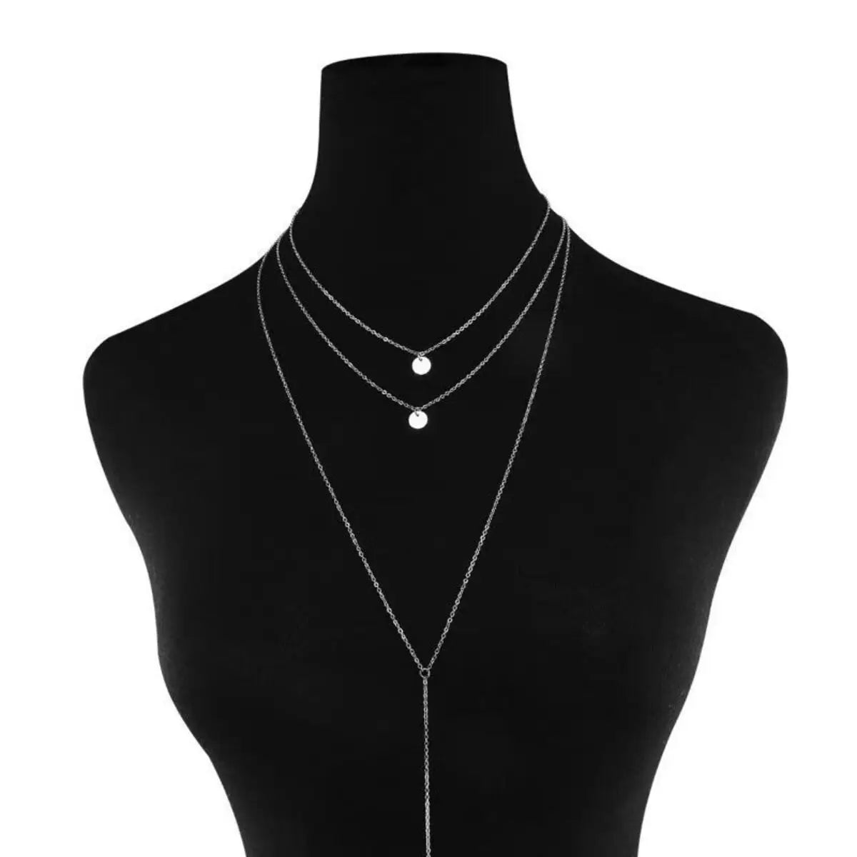 Colar Dourado Longo com Pingentes Minimalistas em Ouro 18k – Camadas de Elegância | Saint Carvalho