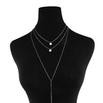 Colar Dourado Longo com Pingentes Minimalistas em Ouro 18k – Camadas de Elegância | Saint Carvalho