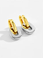 Brinco Argola Dupla Bicolor Ouro e Prata – Design Moderno e Sofisticado