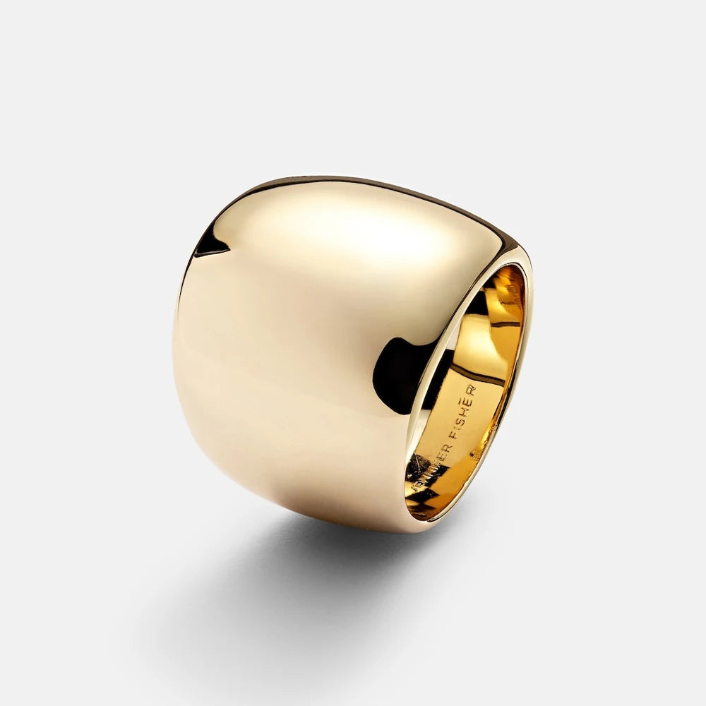 Anel Maxi Quadrado Dourado – Design Contemporâneo em Ouro 18k | Saint Carvalho