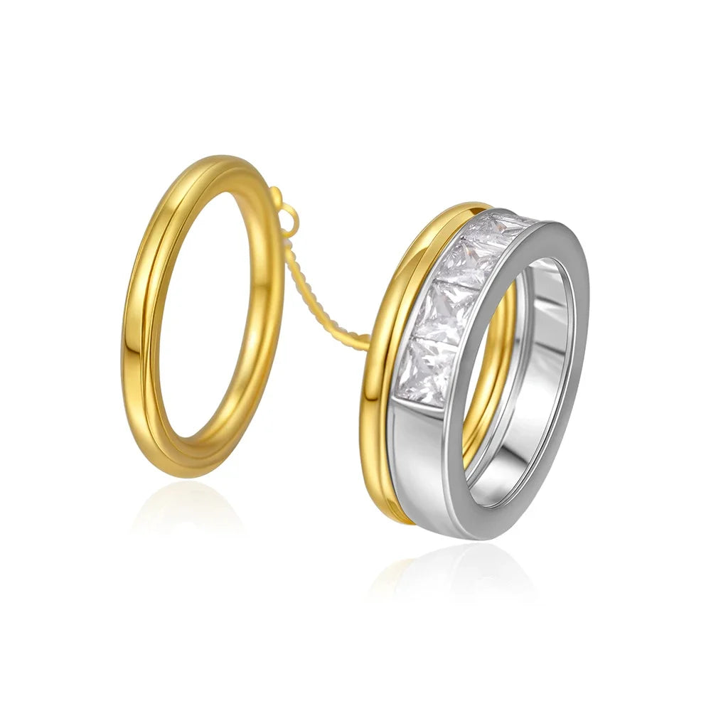Anel Corrente Dourado com Zircônias – Estilo Contemporâneo e Sofisticado | Saint Carvalho