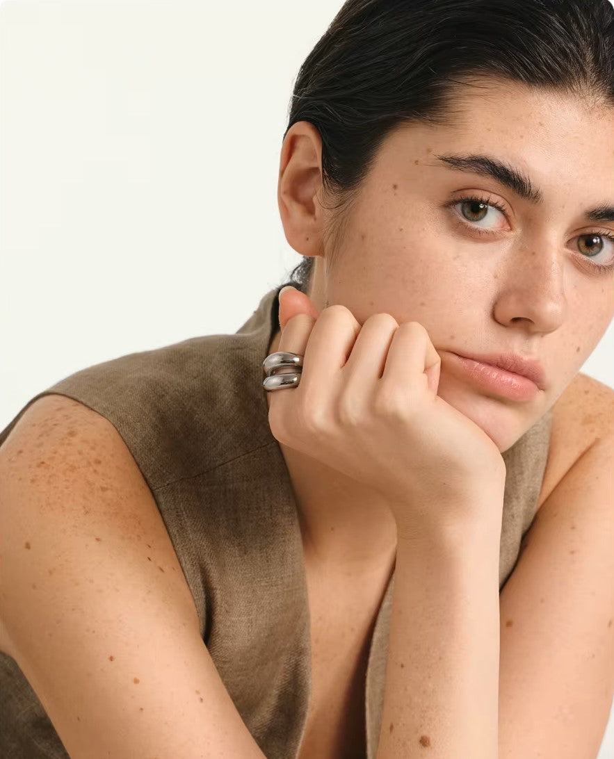 Anel Prata 925 Curvado Duplo Polido – Elegância Escultural | Saint Carvalho